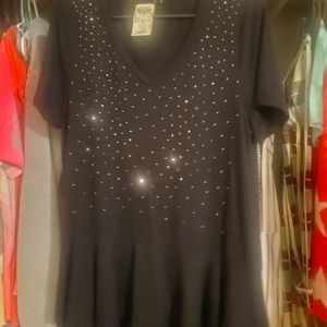 Hi Lo Vocal Blouse with Rhinestones Large